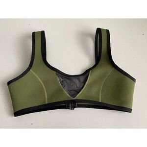 Hoaka Swimwear Bikini Top Neoprene Mesh Army Green Black Women’s Sz S+